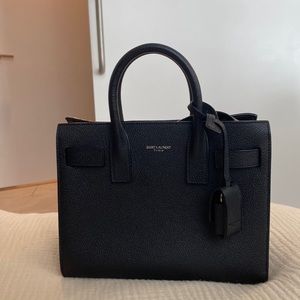 YSL Sac de Jour Nano Black Grained Leather